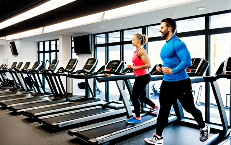 **

"A brightly lit, modern gym interior with state-of-the-art equipment. Several fully clothed individuals are exercising on treadmills and weight machines. A qualified trainer, in professional attire, assists a client. The environment is clean and inviting, with a focus on fitness and well-being. Safe for work, appropriate content, fully clothed, professional environment, perfect anatomy, natural proportions, high quality."

**