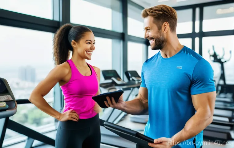 피트니스 경영사 연봉 평균과 변화 - **Prompt: Dynamic Modern Fitness Management**
    "A bustling, brightly lit, modern fitness center. ...