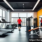 피트니스 경영사 국제 자격증 정보 - A modern fitness center interior bustling with diverse Bengali clients engaged in various workouts, ...