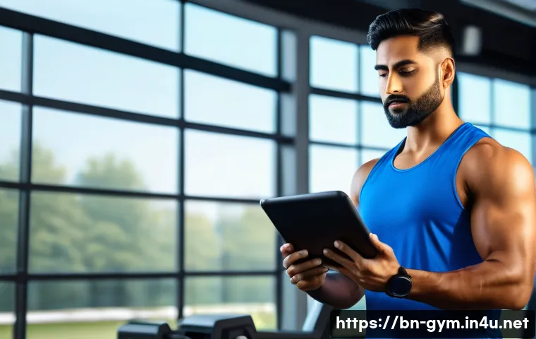 피트니스 경영사로서 시간 관리 팁 - A professional Bengali fitness coach organizing daily tasks on a sleek digital tablet, with a detail...