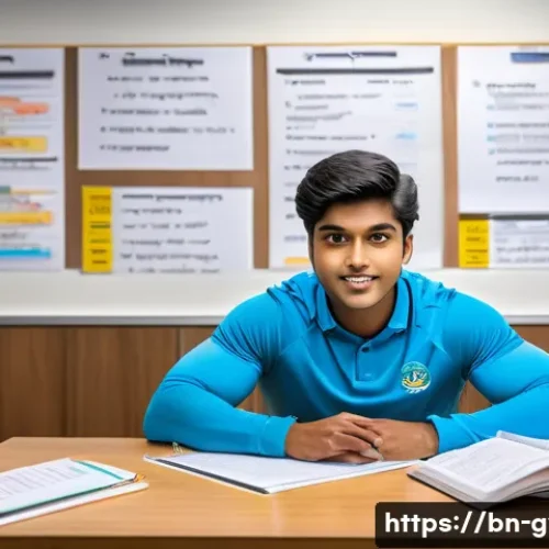 피트니스 경영사 자격증 시험 난이도 - A detailed classroom scene showing a Bengali student preparing for a fitness management certificatio...